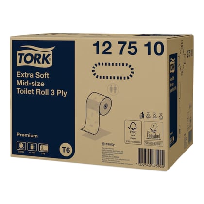 Tork extra zacht mid size toiletpapier 3-lgs wit T6 premium  27x70m