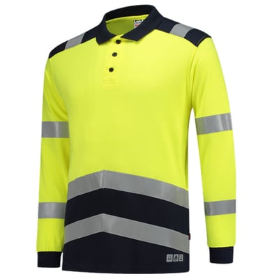 Tricorp Workwear multinorm poloshirt bicolor fluor geel inkblauw maat XS