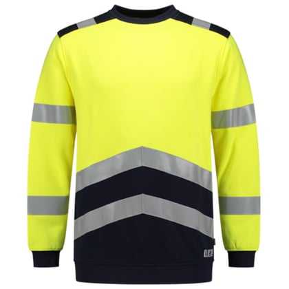 Tricorp Workwear multinorm sweater bicolor fluor geel inkblauw maat XS