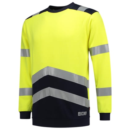 Tricorp Workwear multinorm sweater bicolor fluor geel inkblauw maat XS