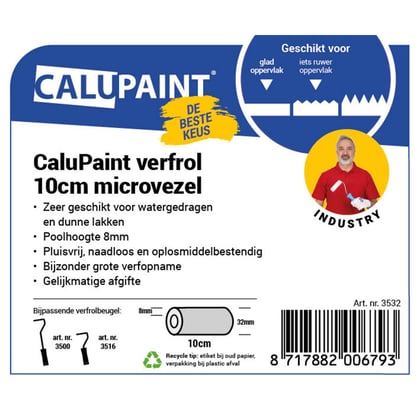 CaluPaint verfrol 10cm microvezel wit 8mm poolhoogte