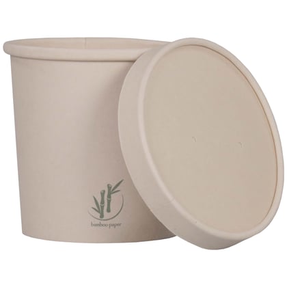 Deksel voor soepbeker 300ml bamboepapier  PE natural 90mm 500st