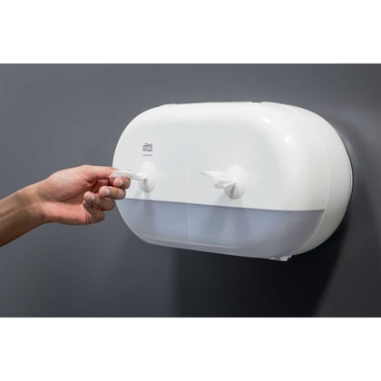 Tork SmartOne twin mini toiletpapierdispenser voor standaard toiletrollen wit