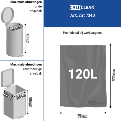 CaluClean afvalzak 70x110cm  grijs LDPE T70 20st