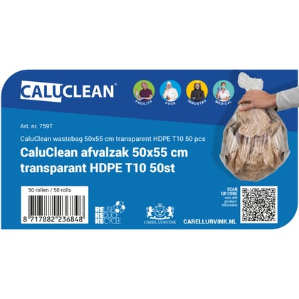 CaluClean afvalzak 50x55cm  transparant HDPE T10 50st
