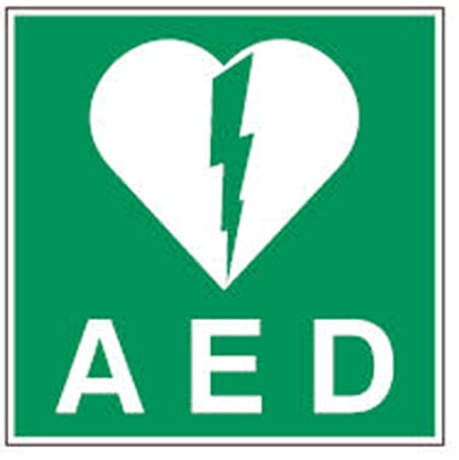 Brady sticker ''AED'' gelamineerd polyester 100x100mm zelfklevend