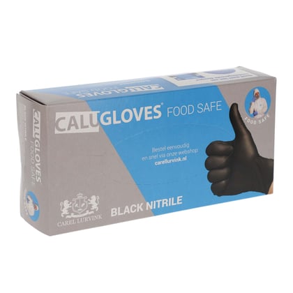 CaluGloves Food Safe black nitril wegwerphandschoenen maat S 100st