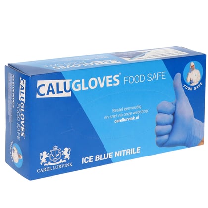 CaluGloves Food Safe Ice Blue nitril wegwerphandschoenen maat M 100st