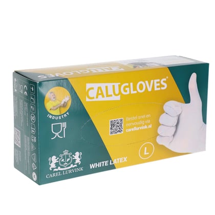 CaluGloves White latex disposable handschoen  100 stuks maat L 