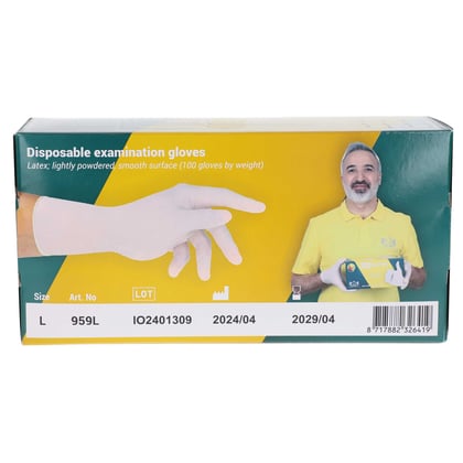 CaluGloves White latex disposable handschoen  100 stuks maat L 