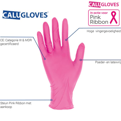 CaluGloves Medical Pink Care nitril  wegwerphandschoenen maat S 100st