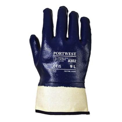 Portwest A302 handschoen volledig gedipt Nitril blauw maat M